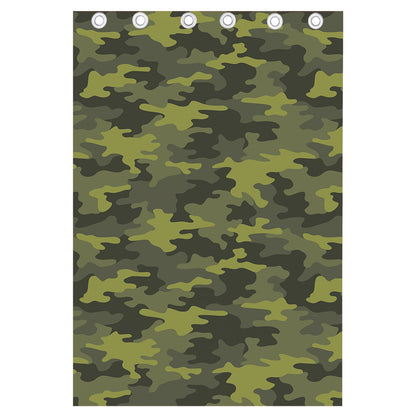 Dark Green Camouflage Print Curtain