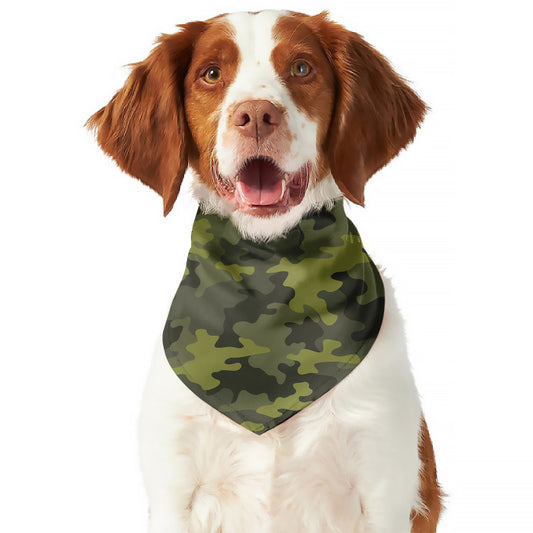 Dark Green Camouflage Print Dog Bandana