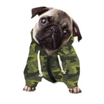 Dark Green Camouflage Print Dog Zip Up Hoodie
