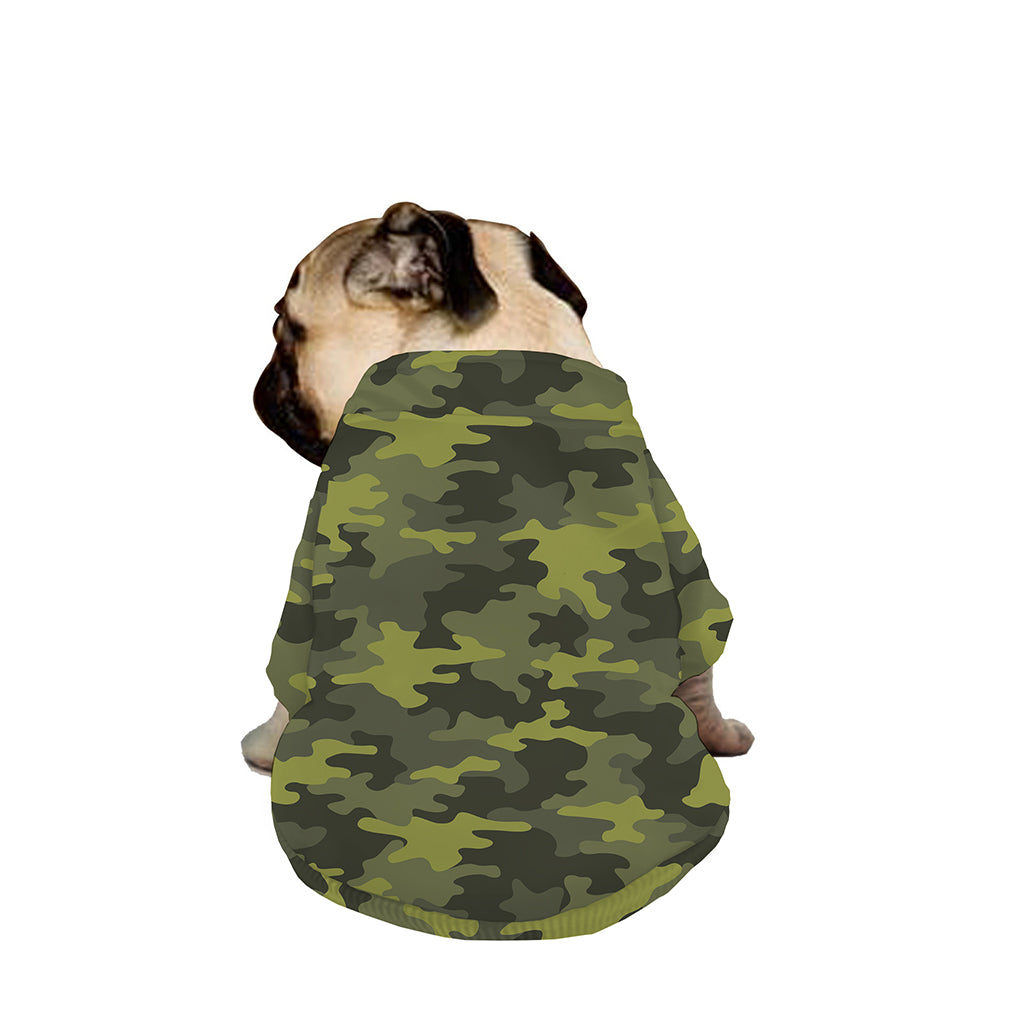 Dark Green Camouflage Print Dog Zip Up Jacket
