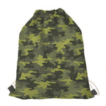 Dark Green Camouflage Print Drawstring Bag