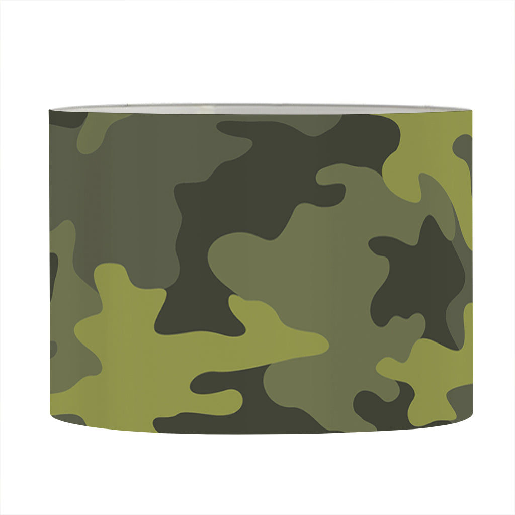 Dark Green Camouflage Print Drum Lamp Shade