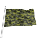 Dark Green Camouflage Print Flag