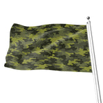 Dark Green Camouflage Print Flag