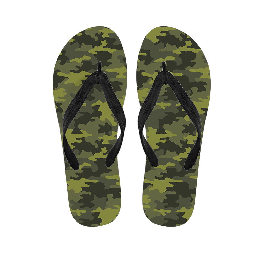 Dark Green Camouflage Print Flip Flops