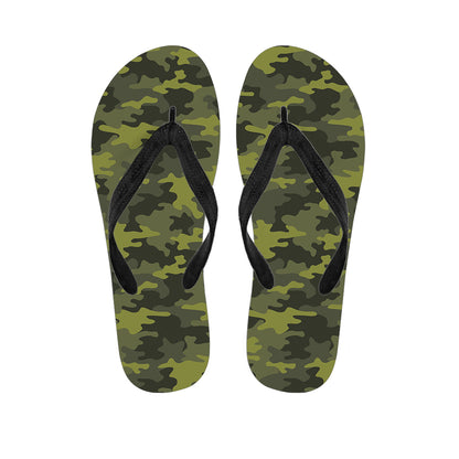 Dark Green Camouflage Print Flip Flops