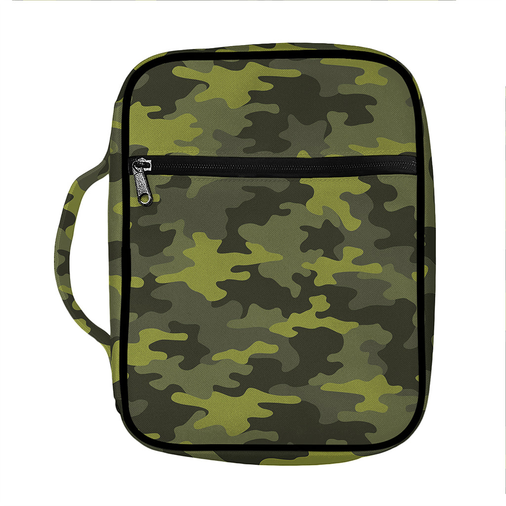 Dark Green Camouflage Print Front Pocket Bible Bag