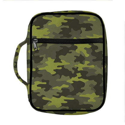 Dark Green Camouflage Print Front Pocket Bible Bag