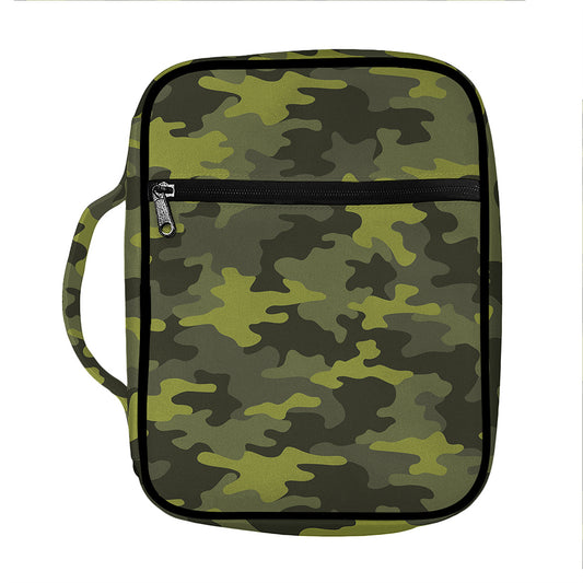 Dark Green Camouflage Print Front Pocket Bible Bag