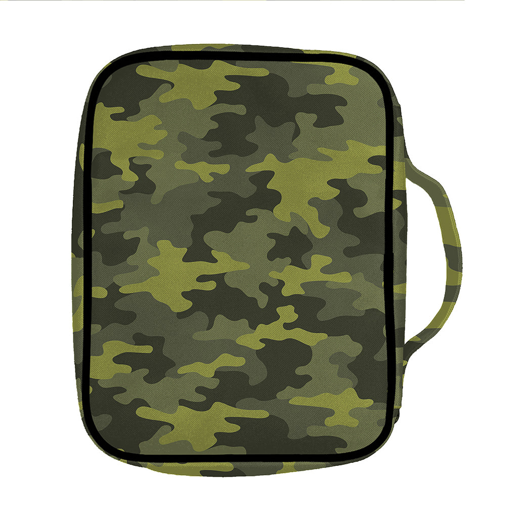 Dark Green Camouflage Print Front Pocket Bible Bag