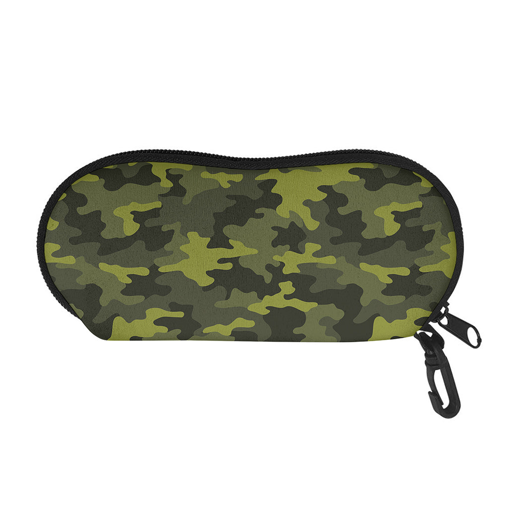 Dark Green Camouflage Print Glasses Case