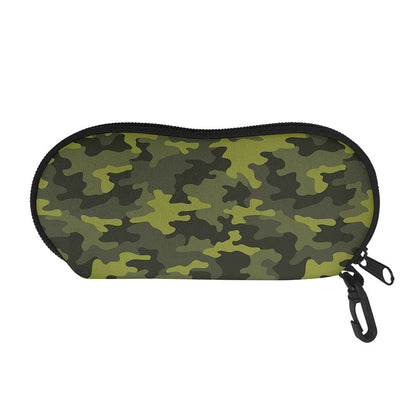 Dark Green Camouflage Print Glasses Case