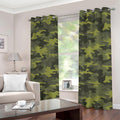 Dark Green Camouflage Print Grommet Curtains
