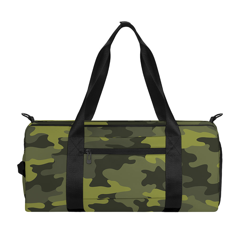 Dark Green Camouflage Print Gym Bag