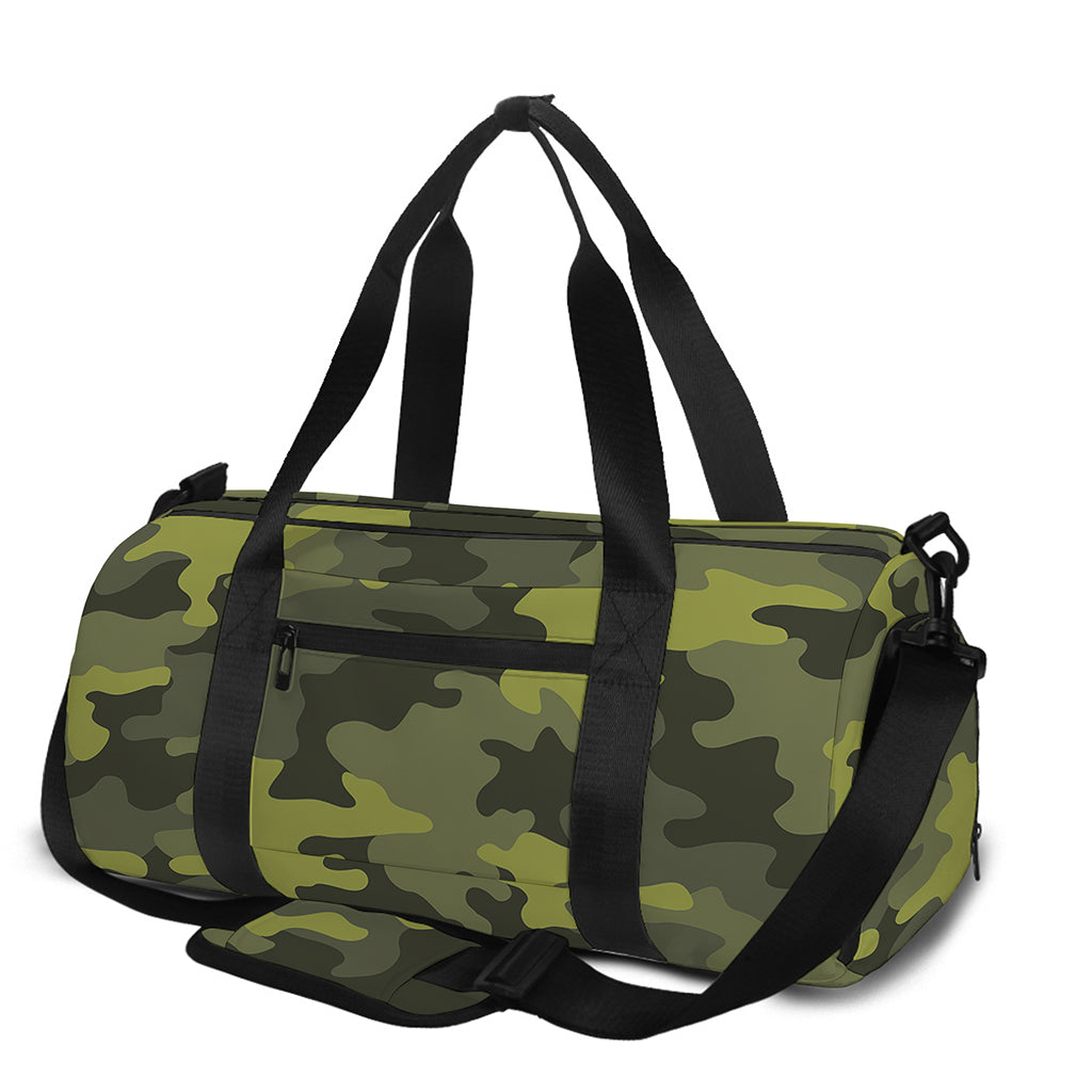 Dark Green Camouflage Print Gym Bag
