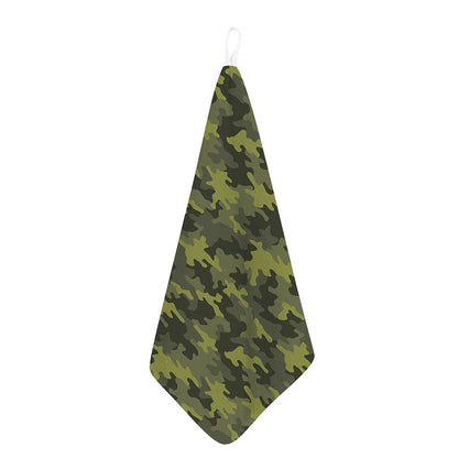 Dark Green Camouflage Print Hand Towel