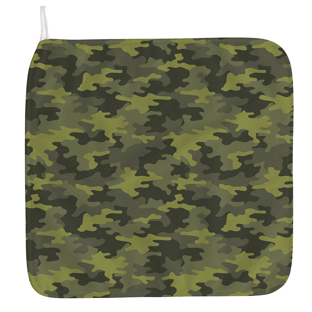 Dark Green Camouflage Print Hand Towel