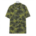 Dark Green Camouflage Print Hawaiian Shirt
