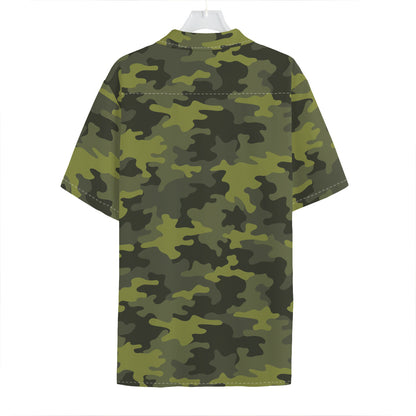 Dark Green Camouflage Print Hawaiian Shirt