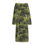Dark Green Camouflage Print Hooded Bathrobe