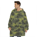 Dark Green Camouflage Print Hoodie Blanket
