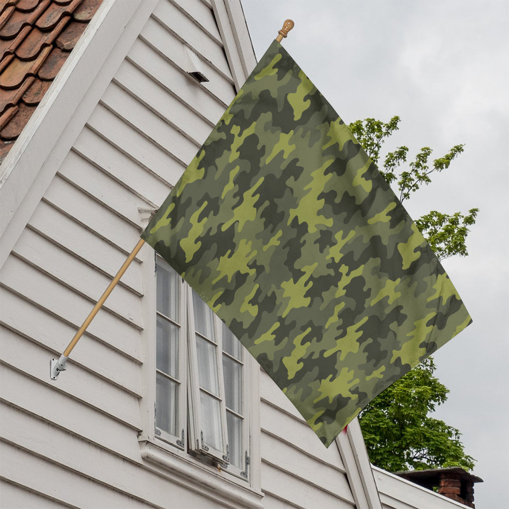 Dark Green Camouflage Print House Flag