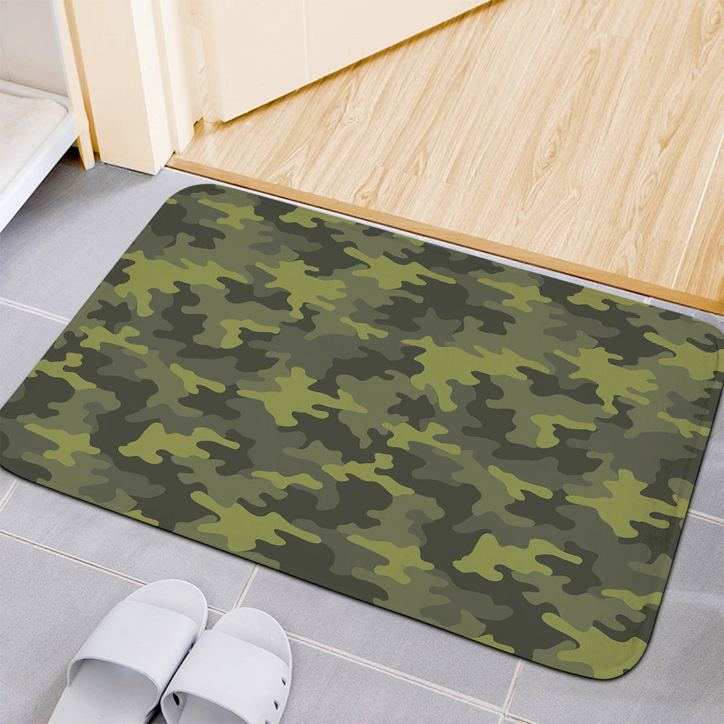 Dark Green Camouflage Print Indoor Door Mat