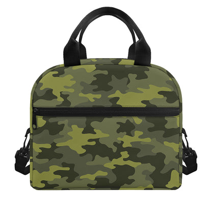 Dark Green Camouflage Print Insulated Lunch Bag