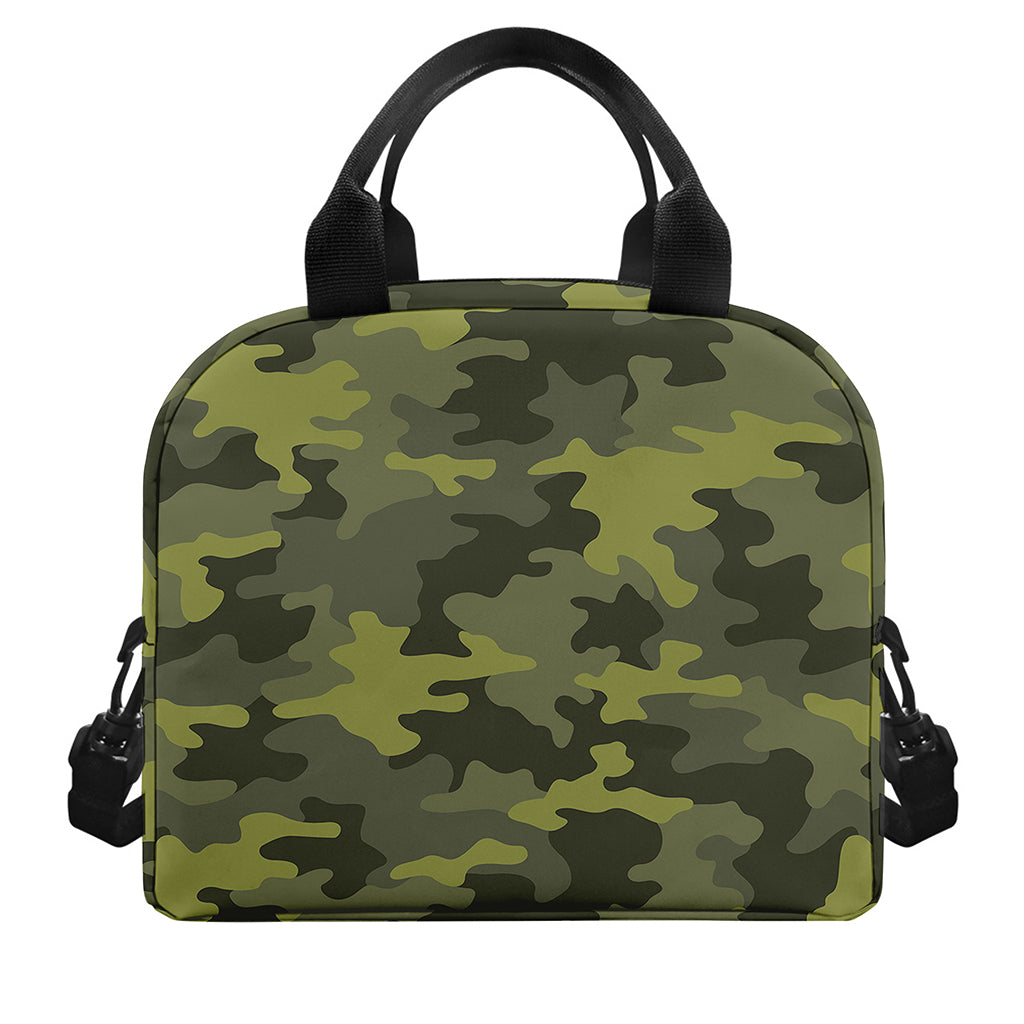 Dark Green Camouflage Print Insulated Lunch Bag