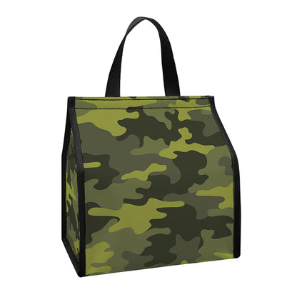 Dark Green Camouflage Print Insulated Lunch Tote