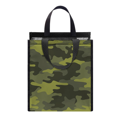 Dark Green Camouflage Print Insulated Lunch Tote