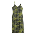 Dark Green Camouflage Print Jersey Midi Cami Dress