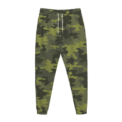 Dark Green Camouflage Print Jogger Pants