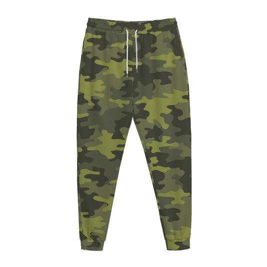 Dark Green Camouflage Print Jogger Pants