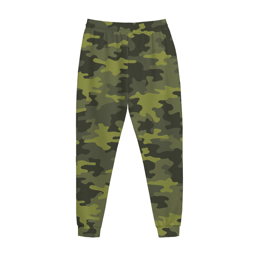 Dark Green Camouflage Print Jogger Pants