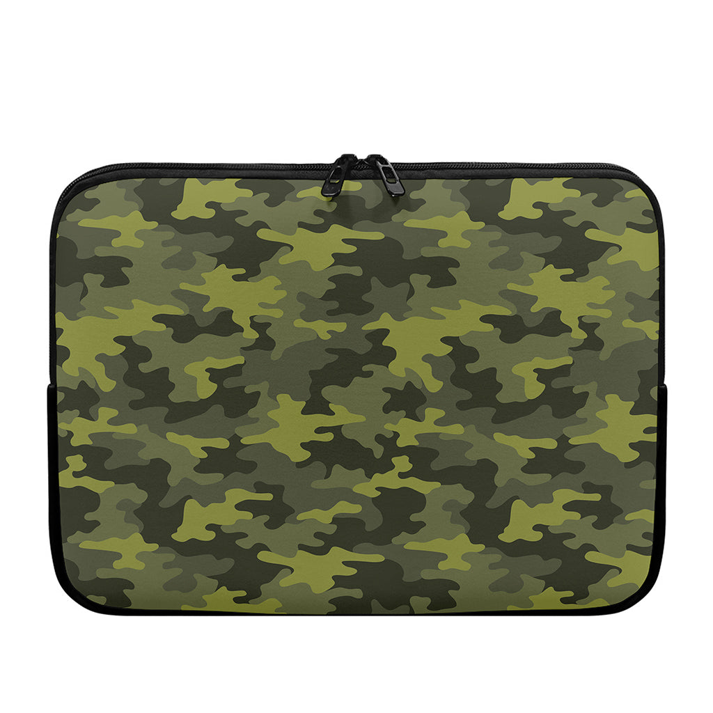 Dark Green Camouflage Print Laptop Sleeve