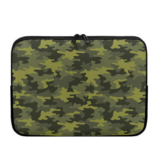 Dark Green Camouflage Print Laptop Sleeve