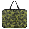 Dark Green Camouflage Print Laptop Sleeve With Handle