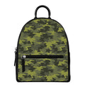 Dark Green Camouflage Print Leather Backpack