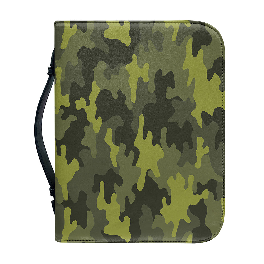 Dark Green Camouflage Print Leather Bible Cover