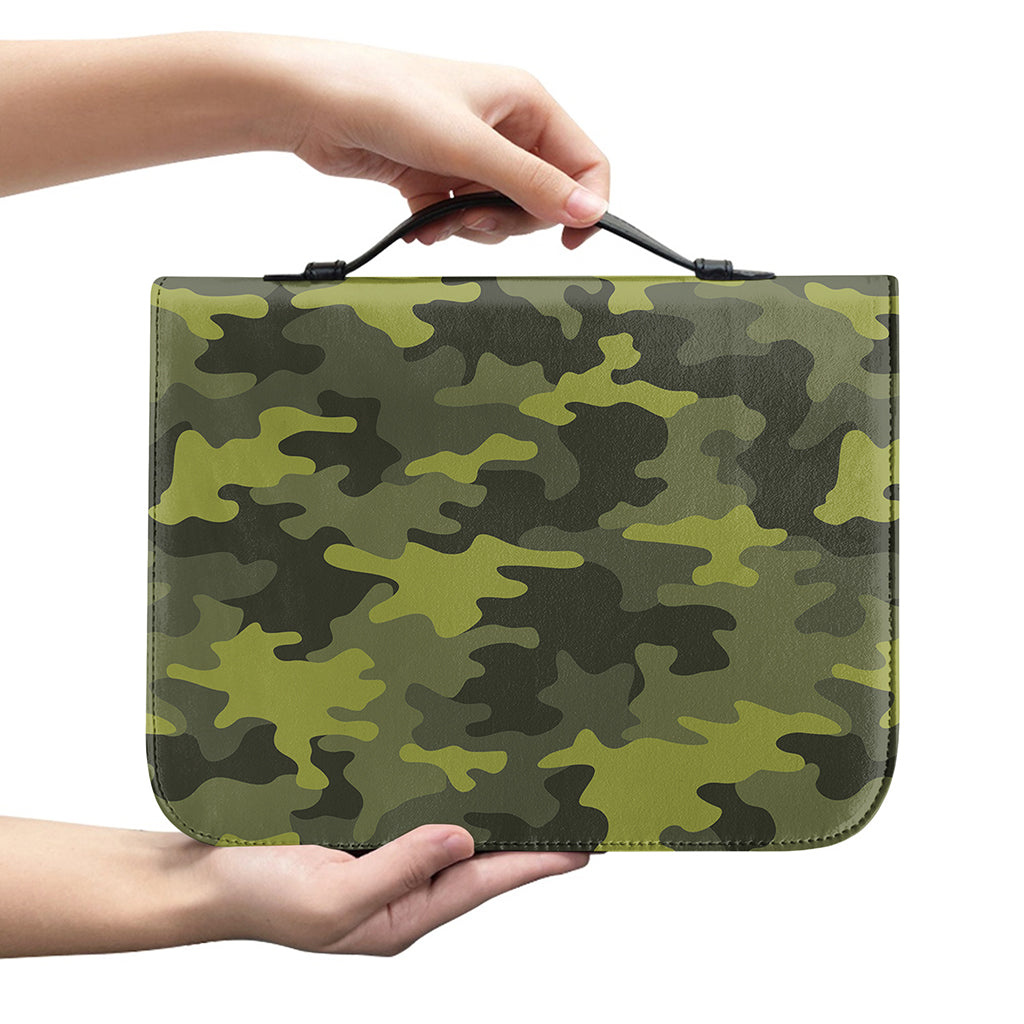 Dark Green Camouflage Print Leather Bible Cover