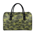 Dark Green Camouflage Print Leather Duffel Bag