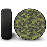 Dark Green Camouflage Print Leather Spare Tire Cover
