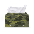 Dark Green Camouflage Print Leather Tissue Box Cover