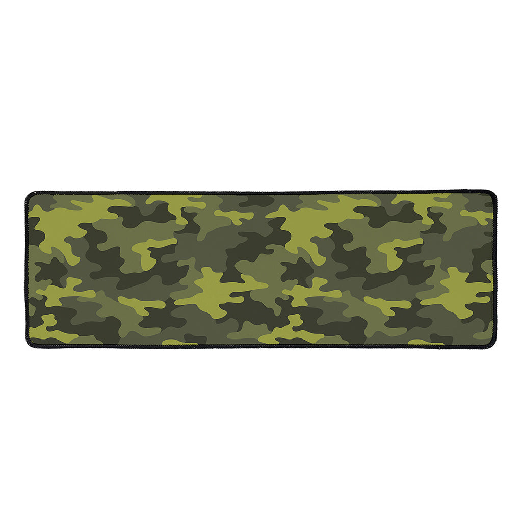 Dark Green Camouflage Print Long Kitchen Mat