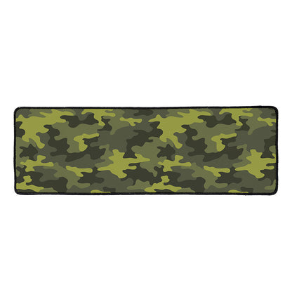 Dark Green Camouflage Print Long Kitchen Mat