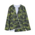 Dark Green Camouflage Print Long Sleeve Short Coat