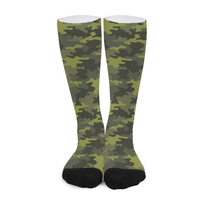 Dark Green Camouflage Print Long Socks