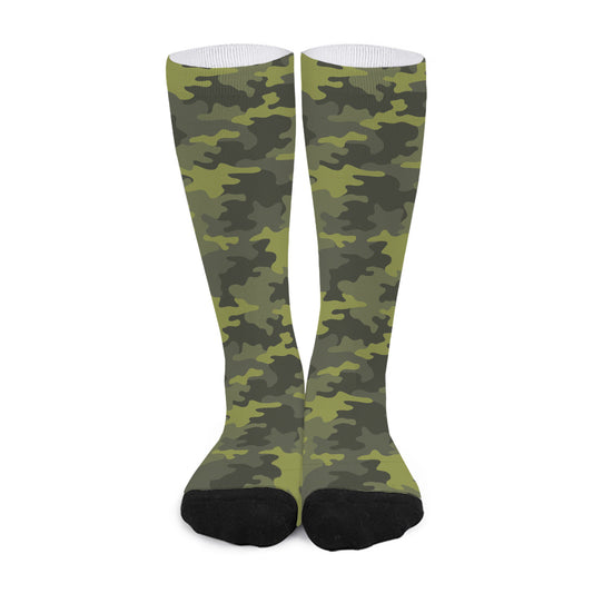 Dark Green Camouflage Print Long Socks