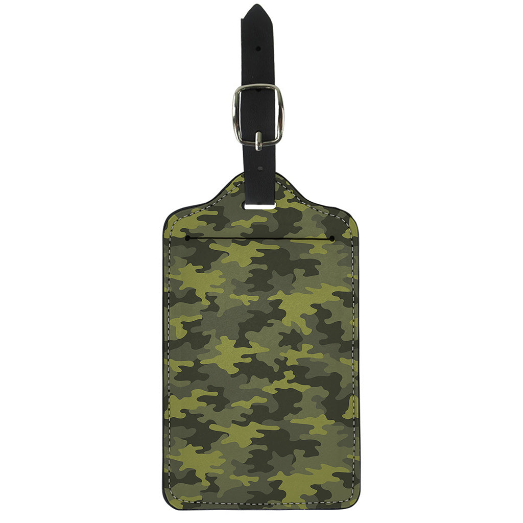 Dark Green Camouflage Print Luggage Tag